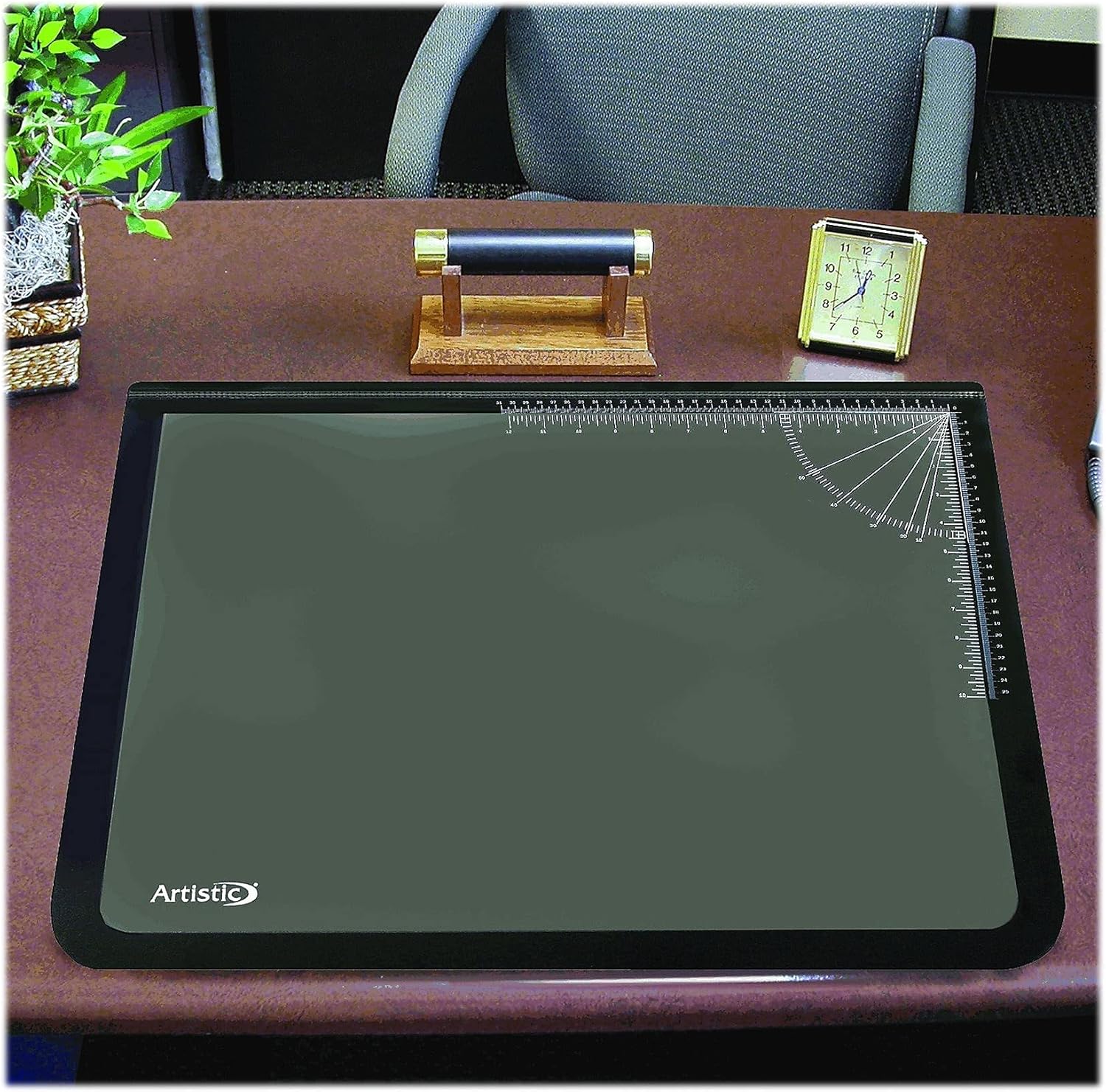 Artistic 41200 Office Products 20" x 31" Logo Pad Lift-top Desktop Organizer Desk Mat, Black/Clear - Image 4
