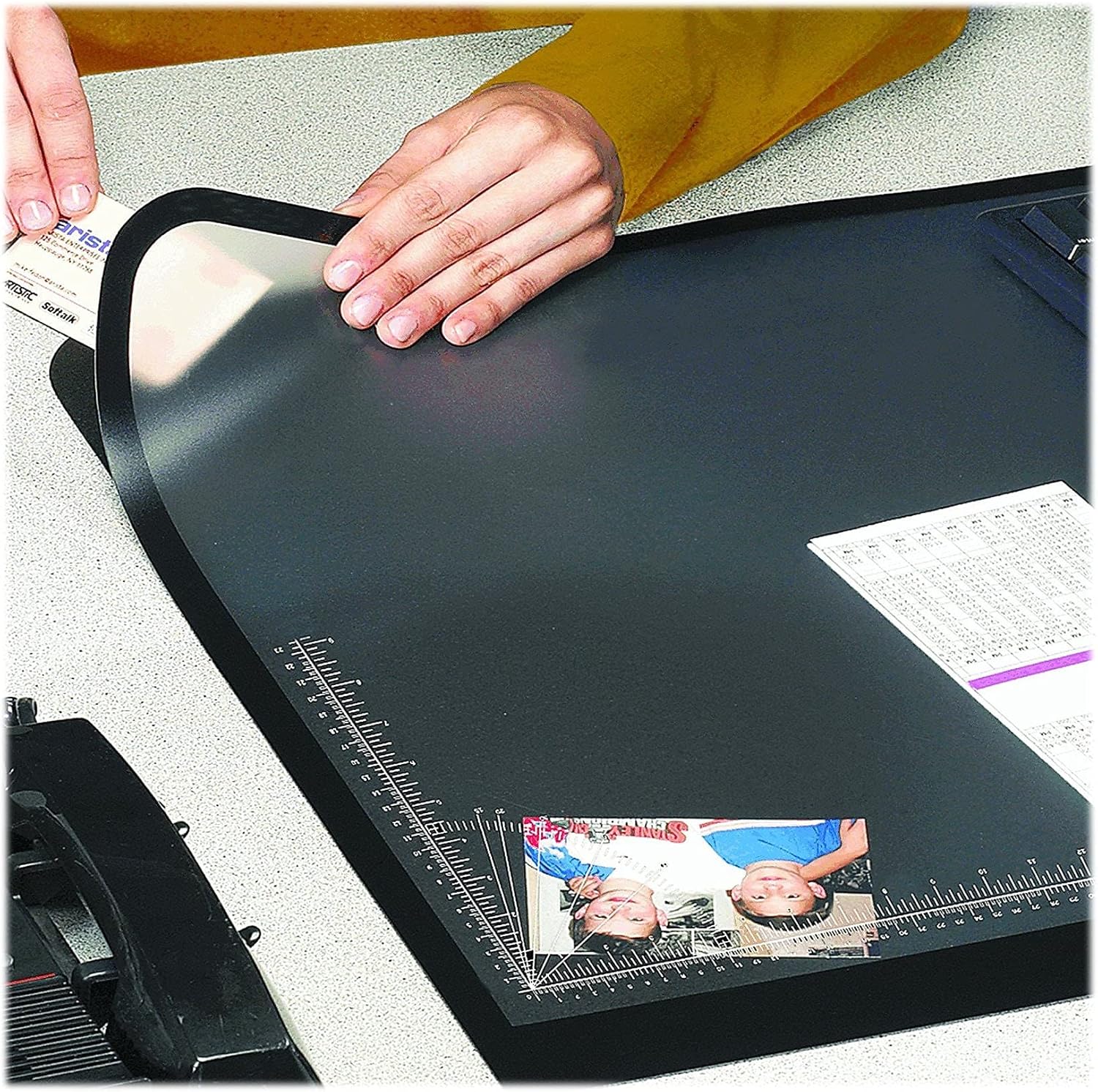 Artistic 41200 Office Products 20" x 31" Logo Pad Lift-top Desktop Organizer Desk Mat, Black/Clear - Image 5