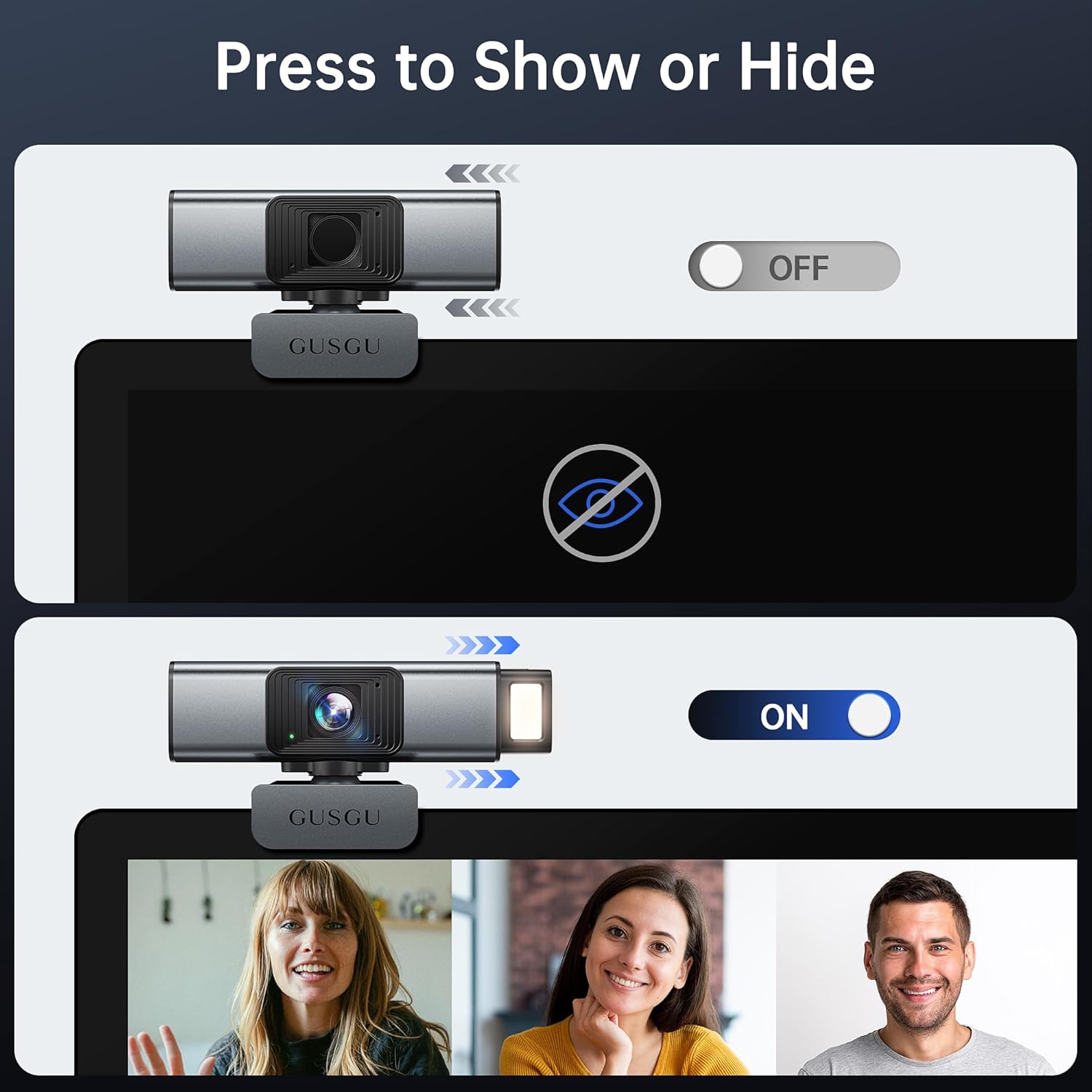 GUSGU G940 2K Quad HD Webcam for PC, with Microphone & Privacy Protection, Web Camera for Desktop Computer/Laptop/MacBook, USB Streaming Camera - Image 3