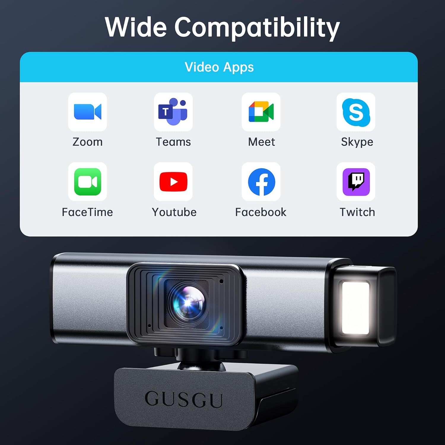 GUSGU G940 2K Quad HD Webcam for PC, with Microphone & Privacy Protection, Web Camera for Desktop Computer/Laptop/MacBook, USB Streaming Camera - Image 5