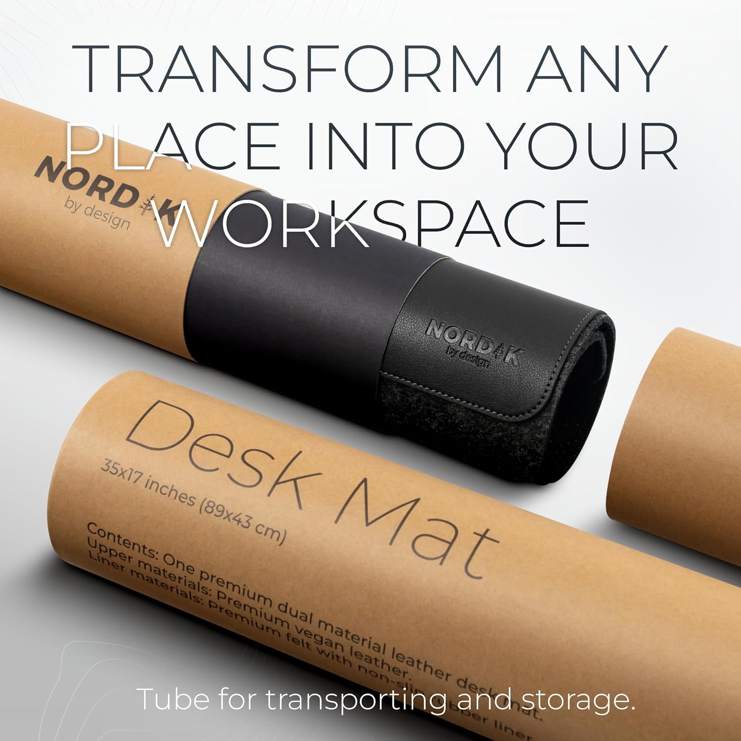 Nordik Felt and Leather Desk Mat Non-Slip - Black - 35 X 17 Inch - Felt and Vegan Leather Desk Pad - Document Organizers - Desk Blotter and Desktop Mat - Desk Protector Laptop Desk Matt for Desktop - Image 4