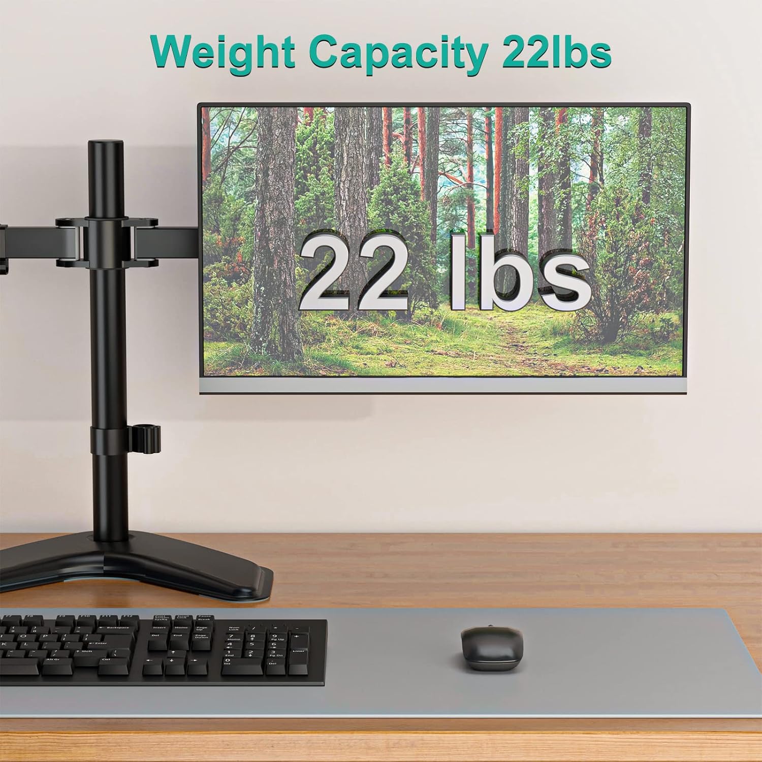 WALI Dual Monitor Stand for Desk, Monitor Stands for 2 Monitors up to 27 inch, Dual Monitors Mount Fits up to 22lbs, Free Standing Full Motion Dual Monitors Arm for Desk (MF002), Black - Image 7